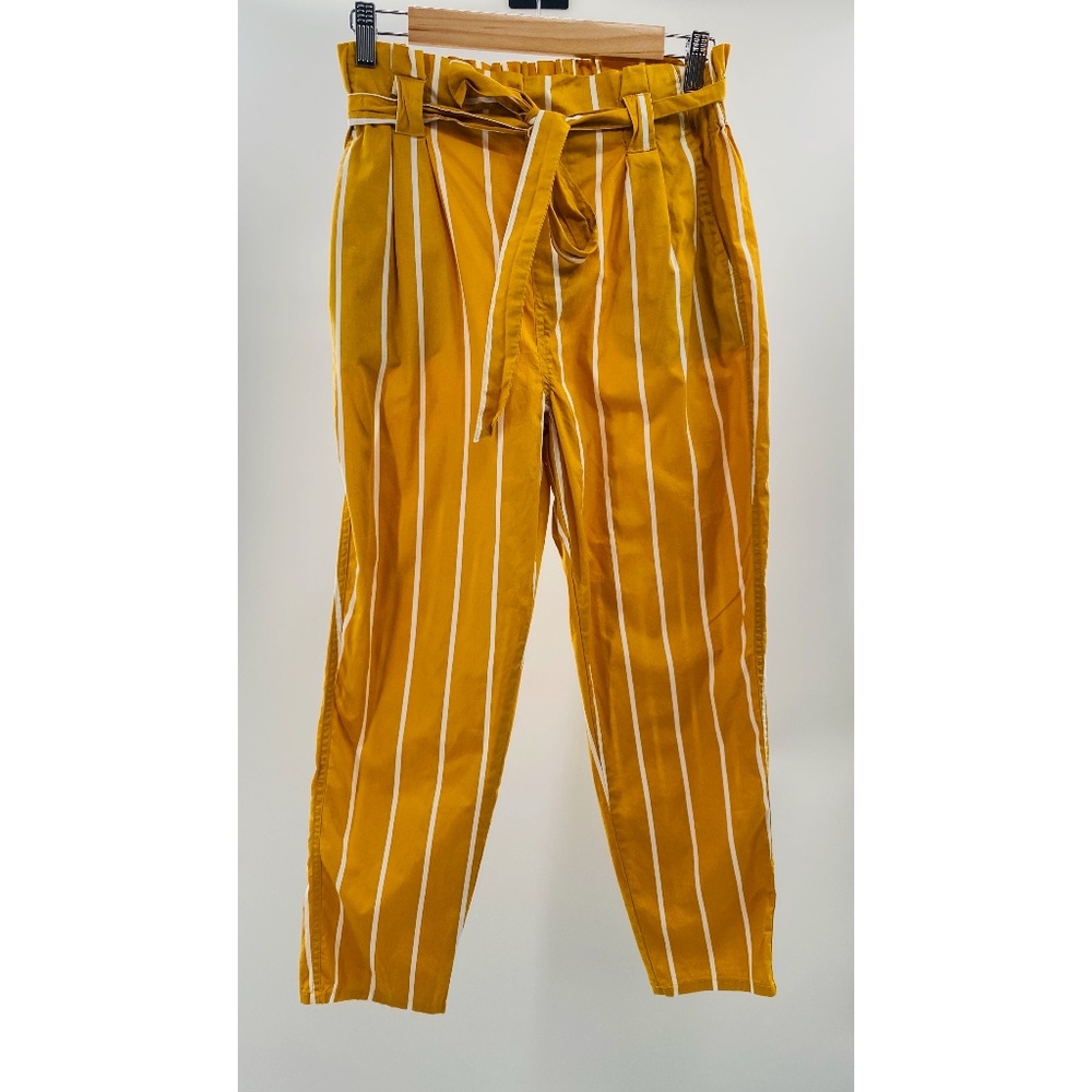 Kiss & Cry Orange and White Stripped Belted‎ Waist Paper-bag  Pants